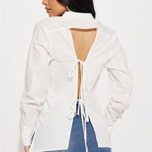 Fashion Nova polplin open back tie top